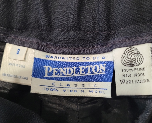 Vintage Pendleton 100% Virgin Wool Navy Blue Womens Pants Trousers Size 8 - Picture 5 of 5